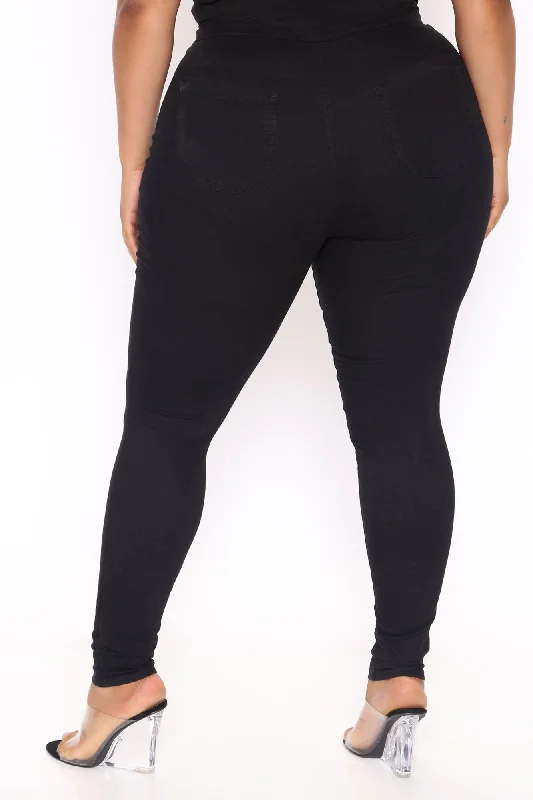 Super High Waist Denim Skinnies - Black