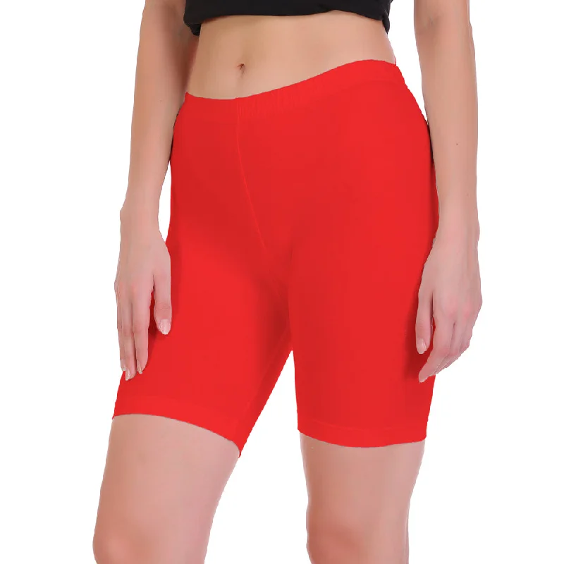 T.T. Women 100% Cotton Multipurpose Shorts Pack Of 3 Red Skin Black