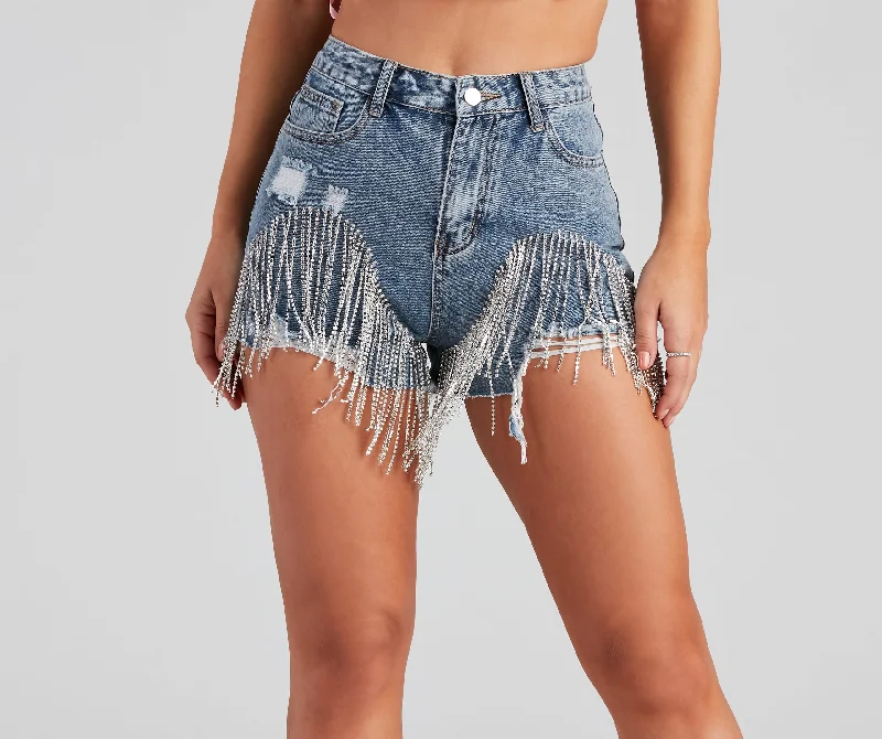 The Edge Of Fringe High Waist Denim Shorts