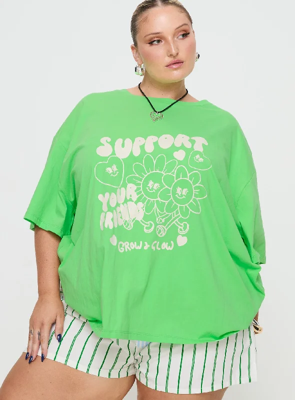 Thread Together Support Your Friends Oversized Tee Green Curve