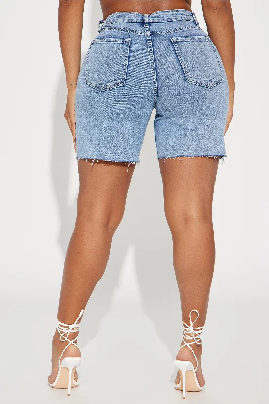 Told You So Denim Bermuda Shorts - Acid Wash Blue