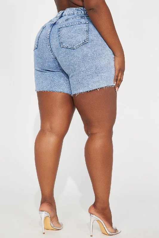 Told You So Denim Bermuda Shorts - Acid Wash Blue