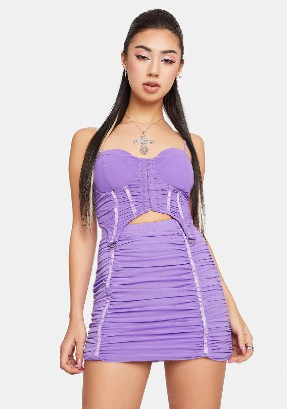 Violet In The Spotlight Ruched Mini Skirt