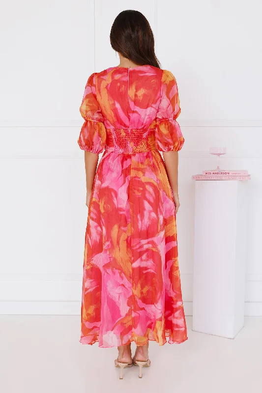 Whimsical Wilds Short Sleeve Maxi Dress Pink