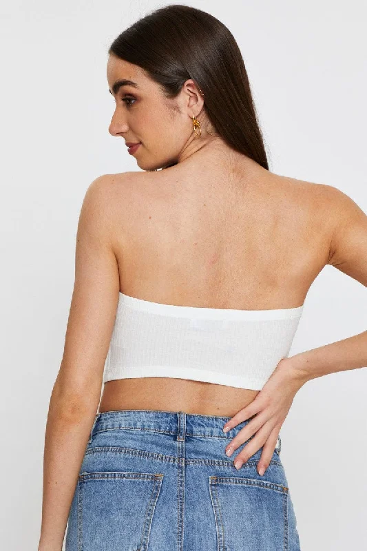 White Bandeau Top Sleeveless