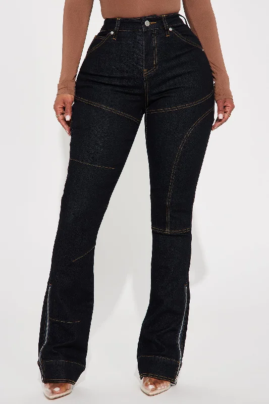 Wonder Why Moto Bootcut Jeans - Dark Wash