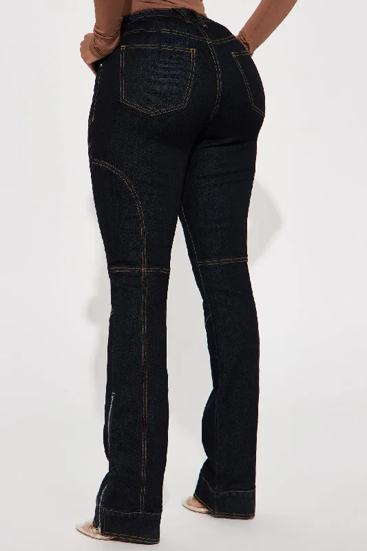 Wonder Why Moto Bootcut Jeans - Dark Wash