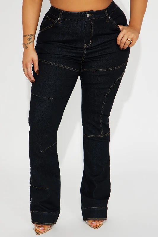 Wonder Why Moto Bootcut Jeans - Dark Wash