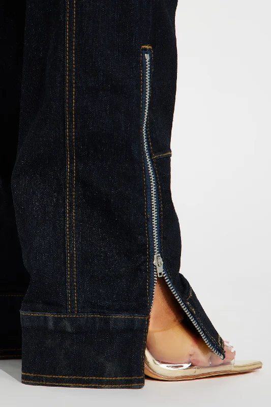 Wonder Why Moto Bootcut Jeans - Dark Wash