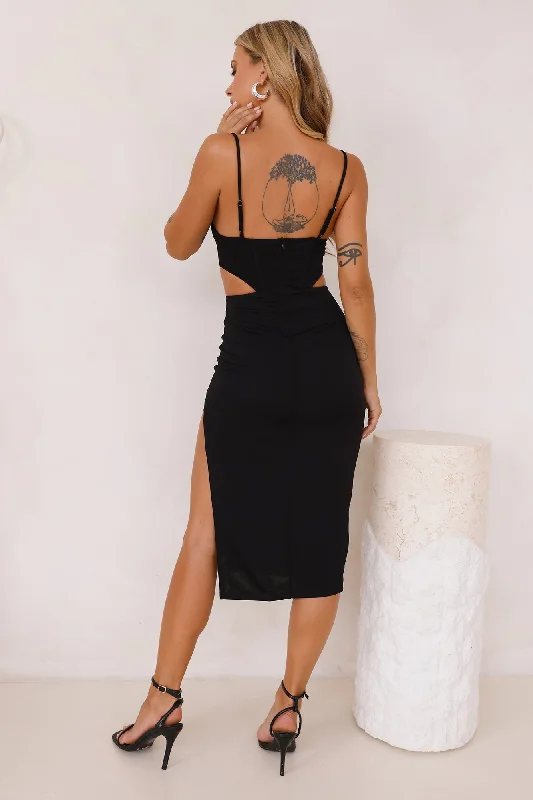 Wrong Number Midi Dress Black