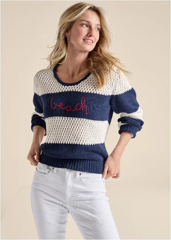 Open knit beach sweater - Off White