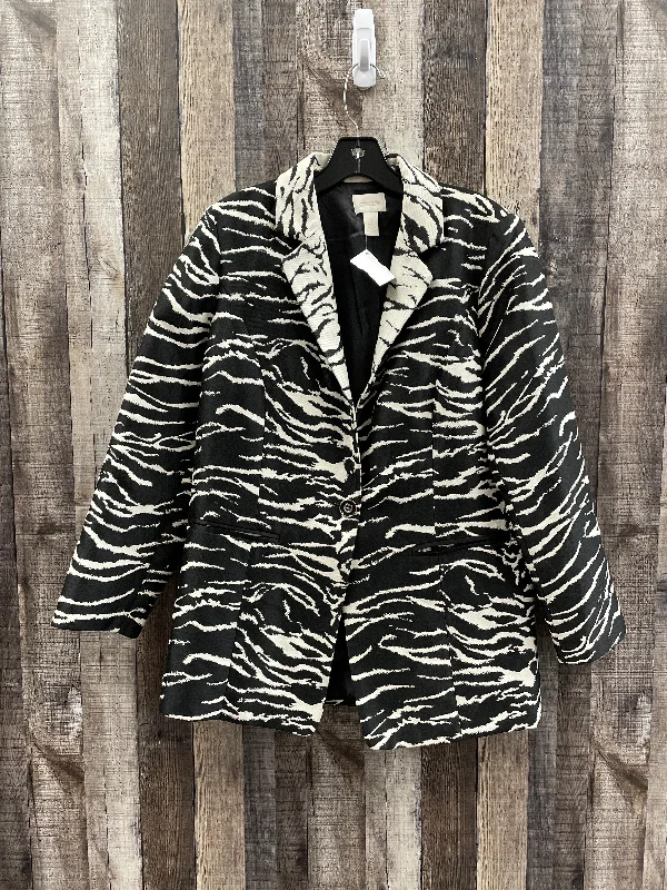 Blazer By Chicos In Zebra Print, Size: M