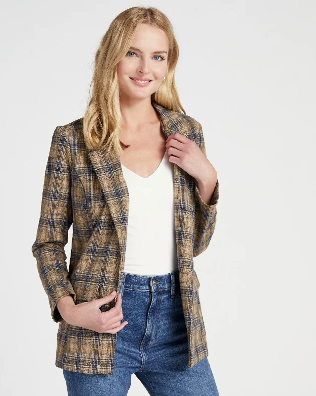 Brushed Plaid Boyfriend Blazer