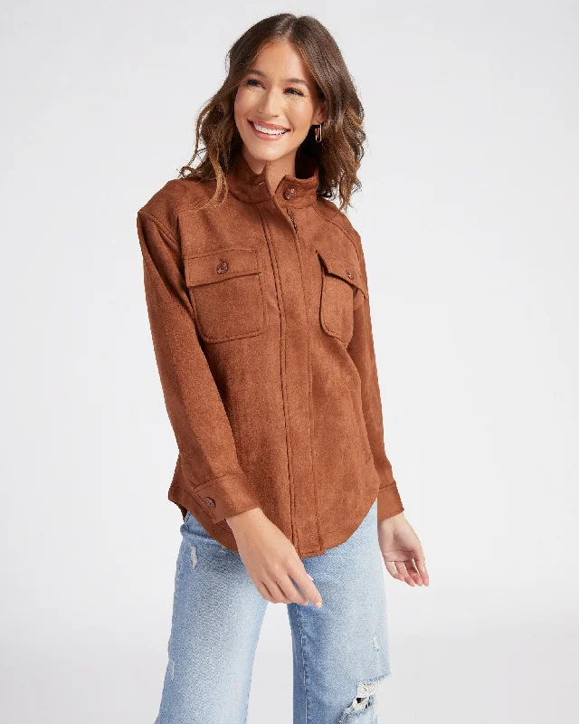 Faux Suede Utility Jacket