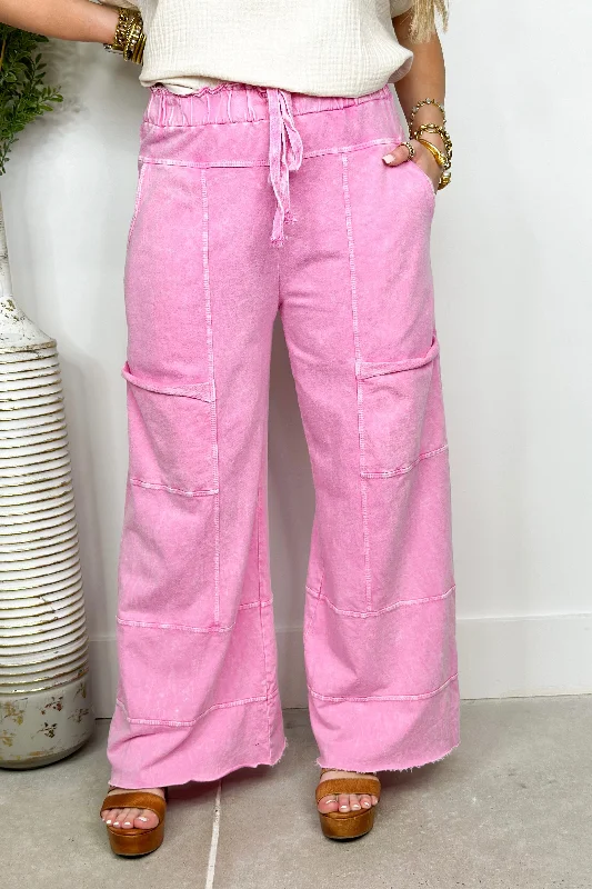 Bubble Gum Mineral Wash Wide Leg Pants