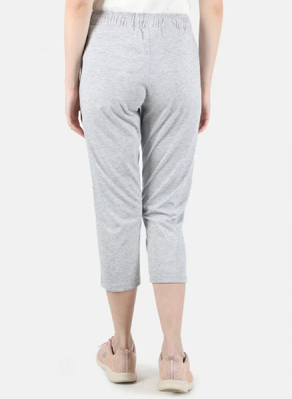 Women Grey Plain Capri