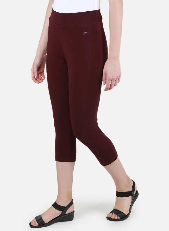 Women Purple Solid Capri