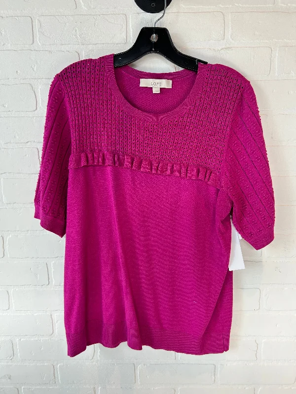 Pink Sweater Short Sleeve Loft, Size L