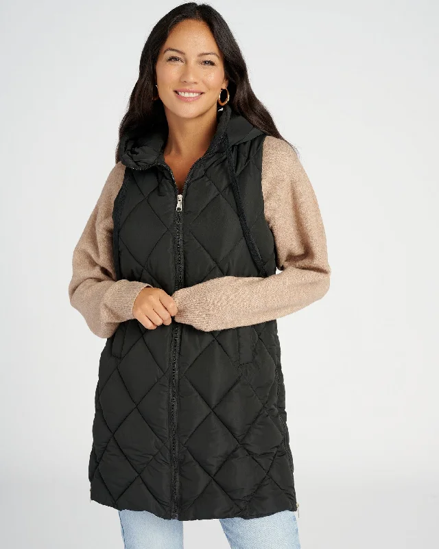 Puffer Hood Vest with Side Detail